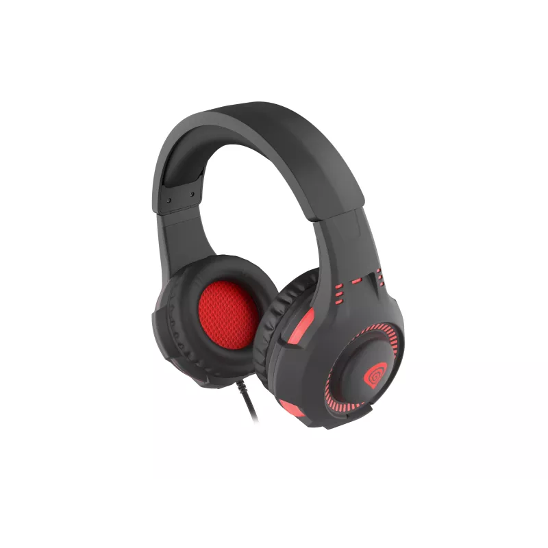 GENESIS Radon 210 ausinės laidinės, galvos lankas, žaidimams, USB Type-A, juodos, raudonos