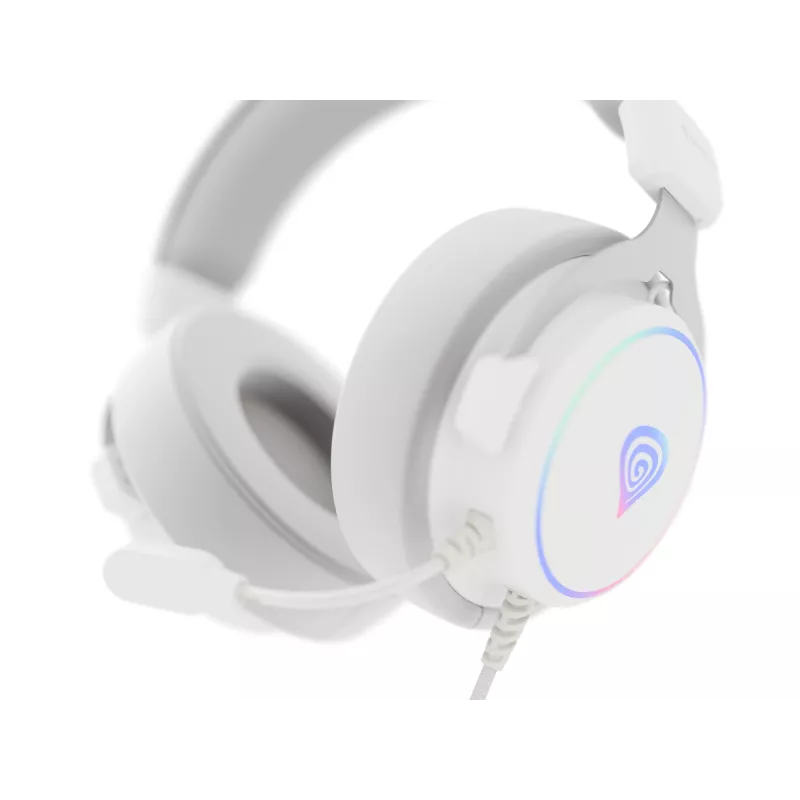 Ausinės GENESIS Neon 764 laidinės, antgalvinės, žaidimams, USB-A, baltos