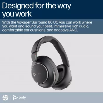 HP Poly Voyager Surround 80 UC belaidė ausinė su USB-C, Microsoft Teams sertifikuota, +USB-C/A adapteris