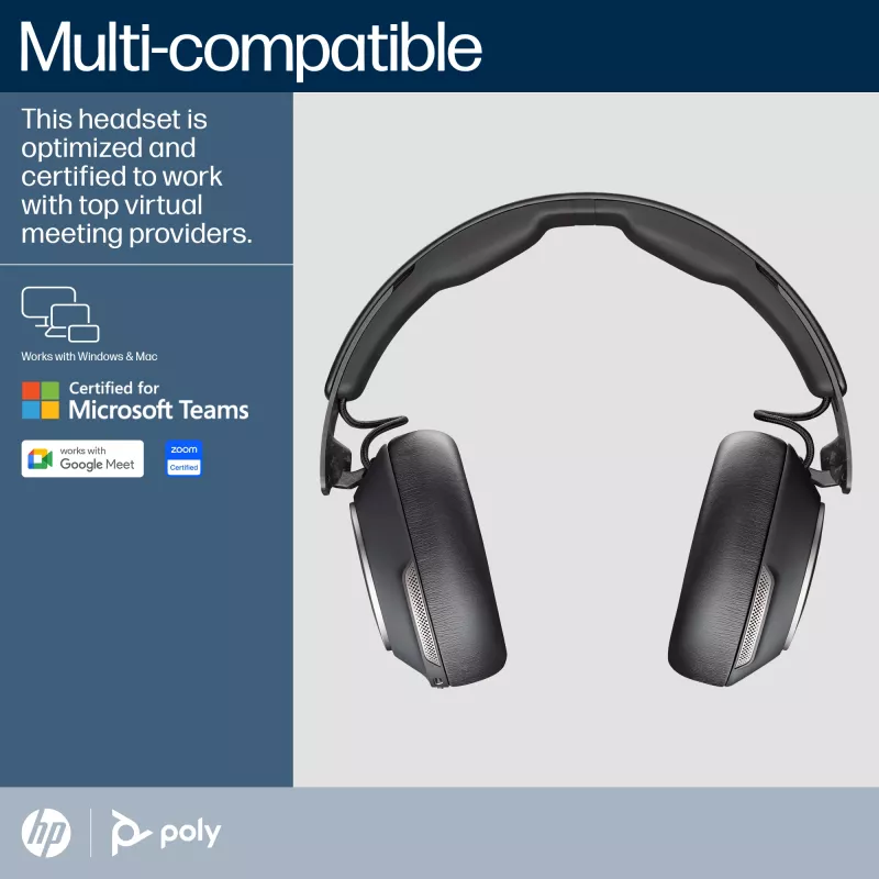 HP Poly Voyager Surround 80 UC belaidė ausinė su USB-C, Microsoft Teams sertifikuota, +USB-C/A adapteris