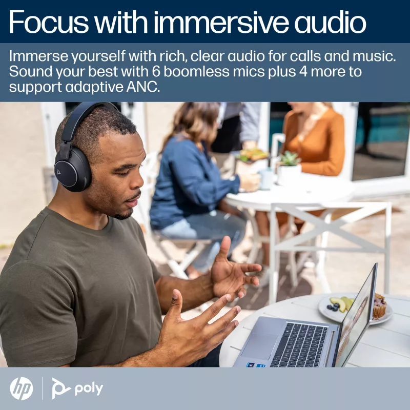 HP Poly Voyager Surround 80 UC belaidė ausinė su USB-C, Microsoft Teams sertifikuota, +USB-C/A adapteris
