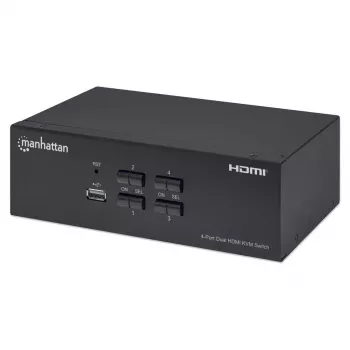 KVM jungiklis Manhattan 4 prievadų 4K@30Hz USB-A Audio Mic