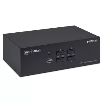 KVM jungiklis Manhattan 4 prievadų 4K@30Hz USB-A Audio Mic
