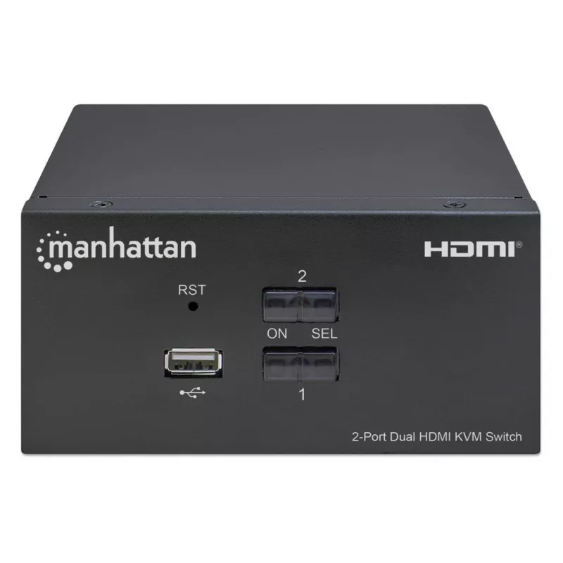 KVM jungiklis Manhattan 2 prievadų 4K HDMI USB garso valdymas 2 kompiuteriams