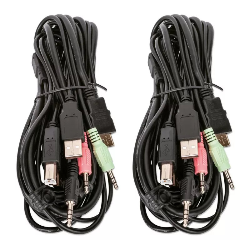 KVM jungiklis Manhattan 2 prievadų 4K HDMI USB garso valdymas 2 kompiuteriams
