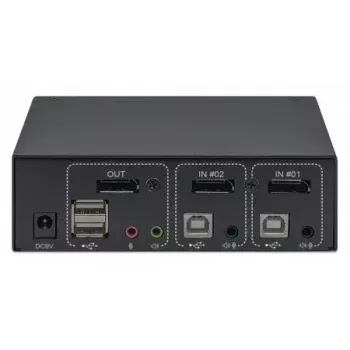 KVM jungiklis Manhattan DisplayPort 1.2 2 prievadai 4K@60Hz USB-A Garsas
