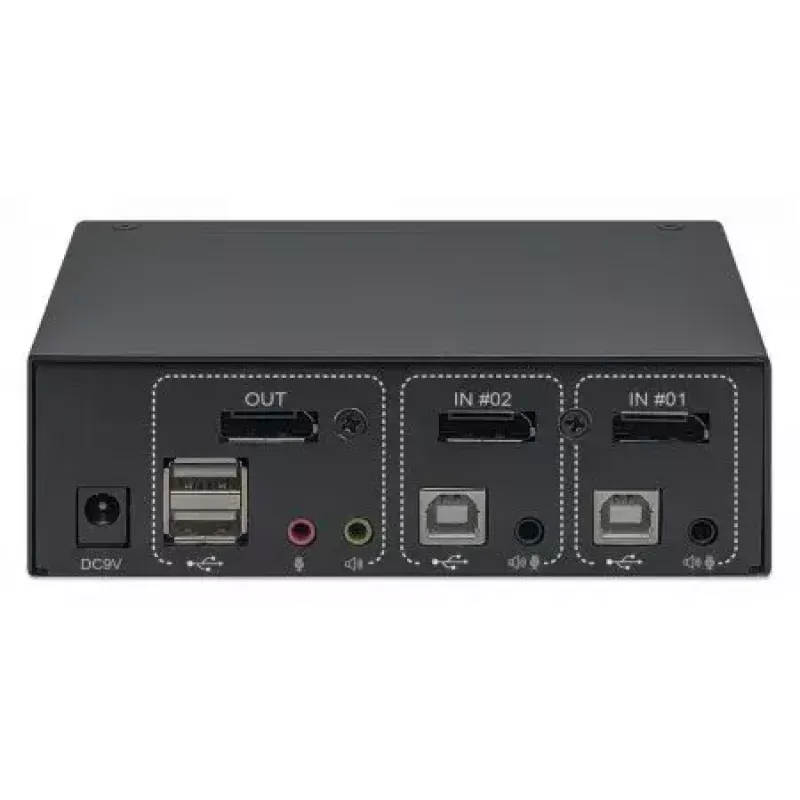 KVM jungiklis Manhattan DisplayPort 1.2 2 prievadai 4K@60Hz USB-A Garsas