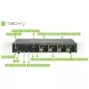 Techly IDATA-DP-KVM4 KVM jungiklis, 4x DisplayPort, 4K@30Hz, montuojamas į stelažą, juodas