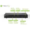 Techly IDATA-DP-KVM4 KVM jungiklis, 4x DisplayPort, 4K@30Hz, montuojamas į stelažą, juodas