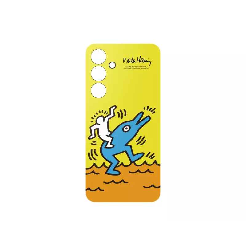 Dėklas Samsung Keith Haring Flipsuit Case S24 FE geltonas
