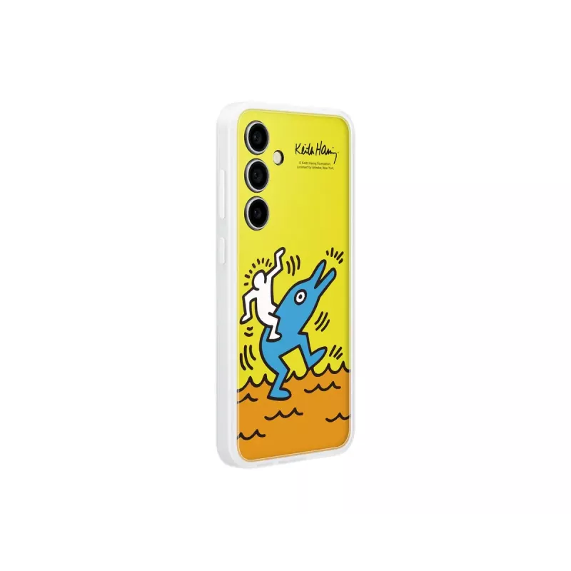 Dėklas Samsung Keith Haring Flipsuit Case S24 FE geltonas