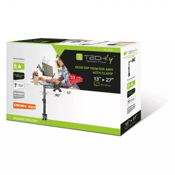 Techly ICA-LCD 501BK stovo monitoriui, 13-27 inch, vidurinė ranka, pakreipimas