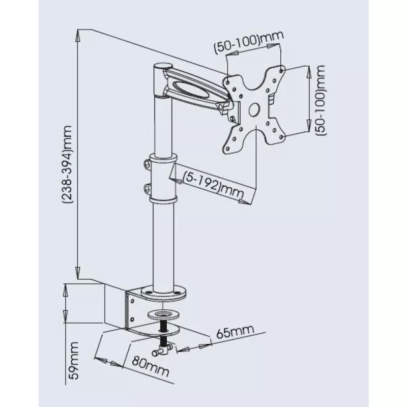 Techly ICA-LCD 501BK stovo monitoriui, 13-27 inch, vidurinė ranka, pakreipimas