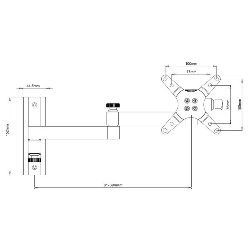 Techly ICA-LCD 104 sieninis laikiklis 13–30 colių LCD, 3 sąnariai, pasukamas ir pakreipiamas, iki 15 kg, VESA 75x75/100x100, sidabrinis