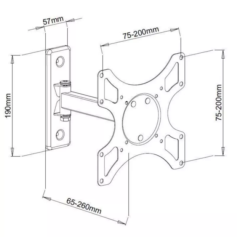 Techly ICA-LCD 2901 sieninis laikiklis LED/LCD televizoriams 19–37 colių, pakreipiamas, 2 jungtys, juodas