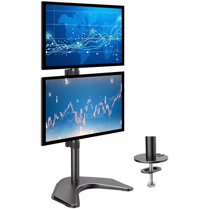 Dviejų monitorių laikiklis Techly ICA-LCD 2520V ant stalo, iki 27 colių, juodas