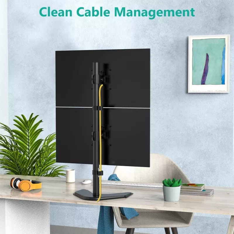 Dviejų monitorių laikiklis Techly ICA-LCD 2520V ant stalo, iki 27 colių, juodas