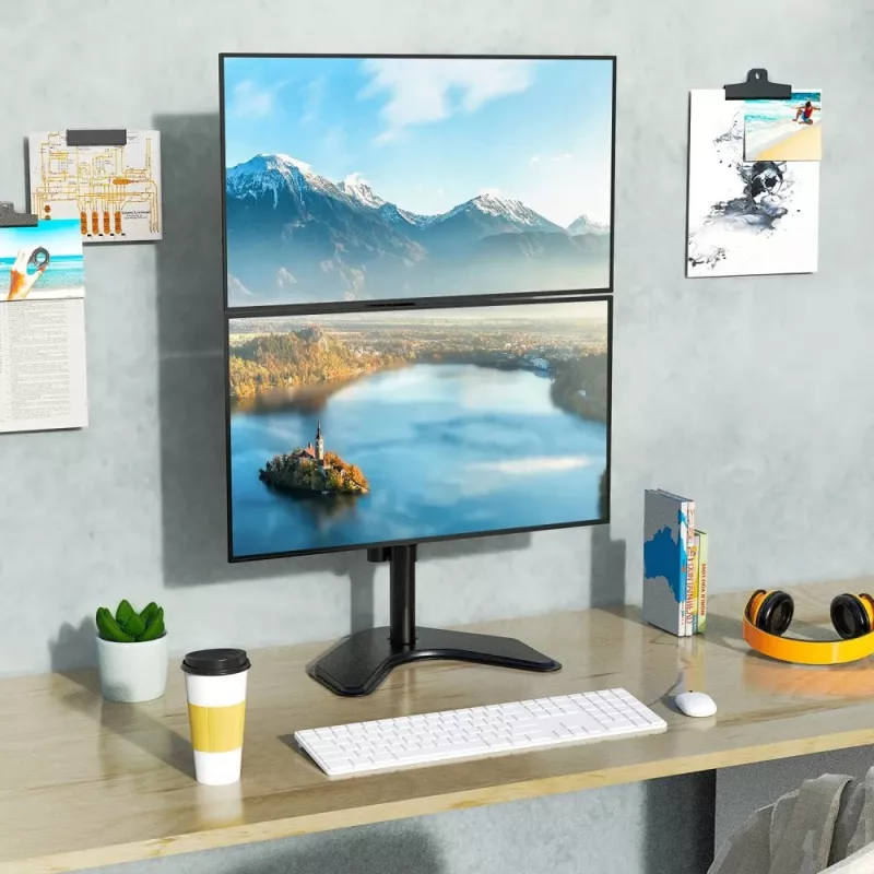 Dviejų monitorių laikiklis Techly ICA-LCD 2520V ant stalo, iki 27 colių, juodas