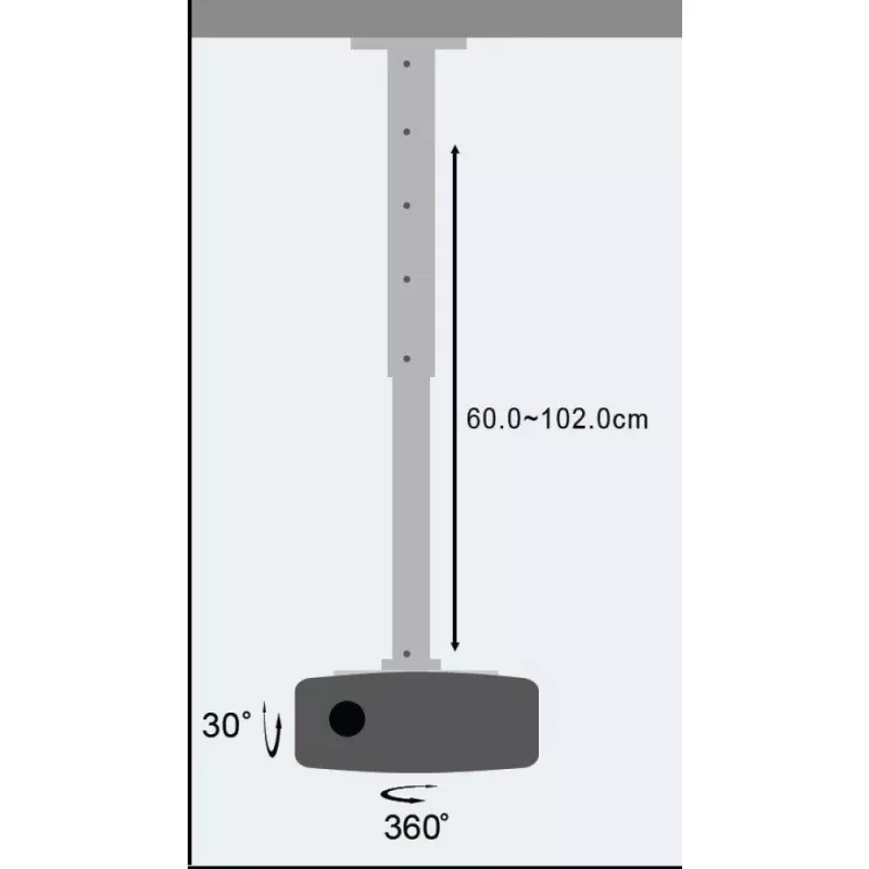 Techly projektoriaus lubų stovo prailginimas 60-102 cm sidabrinis ICA-PM 102XL
