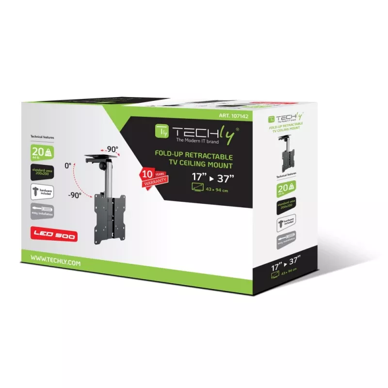 Techly ICA-CPLB-222 sulankstomas lubinis laikiklis televizoriui LED/LCD 17–37 colių juodas