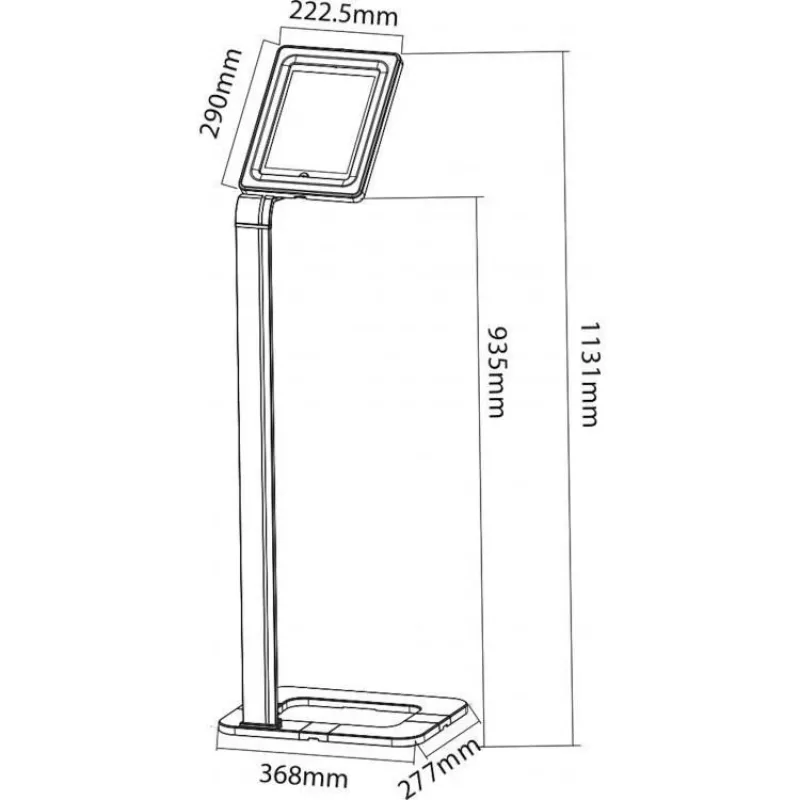 Techly ICA-TBL 1501 grindinis apsauginis planšetės stovas 9,7–10,1 colio (25,6 cm) planšetėms, aliuminis, VESA 75x75, sidabrinis