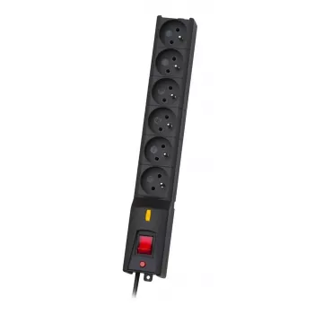 Apsauginis filtras lestar LX 610 G-A — 6 IEC 320 lizdų, 1,5 m laidas, 155 J, 230 V, juodas