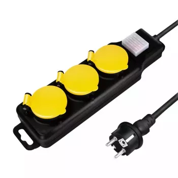 Prailginimo laidas LogiLink LPS253 1,5 m 3 AC lizdai lauko juodas geltonas