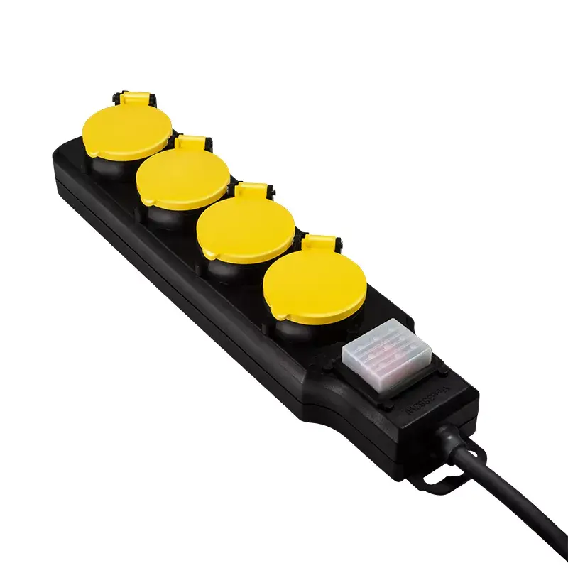 Prailginimo laidas LogiLink LPS254 1,5m 4 AC lizdai lauko juodas geltonas