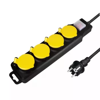 Prailginimo laidas LogiLink LPS254 1,5m 4 AC lizdai lauko juodas geltonas