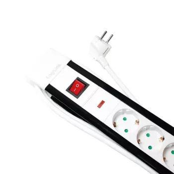 Prailginimo laidas LogiLink LPS211 3m 5 AC lizdų Vidaus Juoda Balta