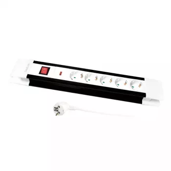 Prailginimo laidas LogiLink LPS211 3m 5 AC lizdų Vidaus Juoda Balta