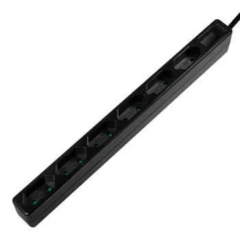 Prailginimo laidas LogiLink LPS231B 1,5 m 6 AC lizdų vidaus juodas