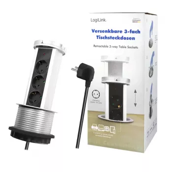 Prailginimo blokas LogiLink LPS235A 1,8 m 3 AC lizdai vidaus patalpoms juoda sidabrinė