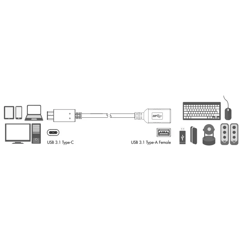 USB kabelis LogiLink USB C - USB A 0,15 m CU0098 Juodas