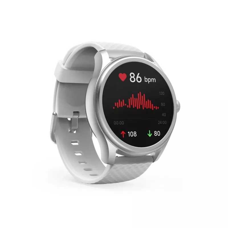 Hama Fit Watch 5010 išmanusis laikrodis, 1,38 colio (3,51 cm) LCD ekranas, 46 mm, širdies ritmas, SpO2, IP68, Bluetooth, sidabro spalvos