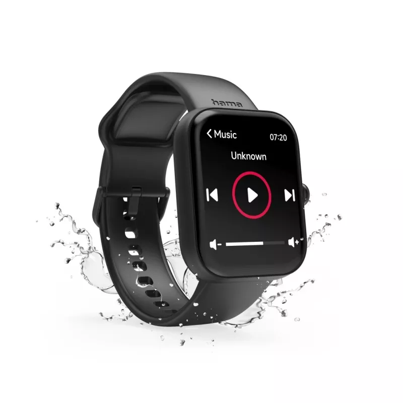 Hama Fit Watch 5000 išmanusis laikrodis, 1,65 colio (4,19 cm) TFT ekranas, 47 mm, skambučių priėmimas, širdies ritmas, IP68, Bluetooth, juodos spalvos