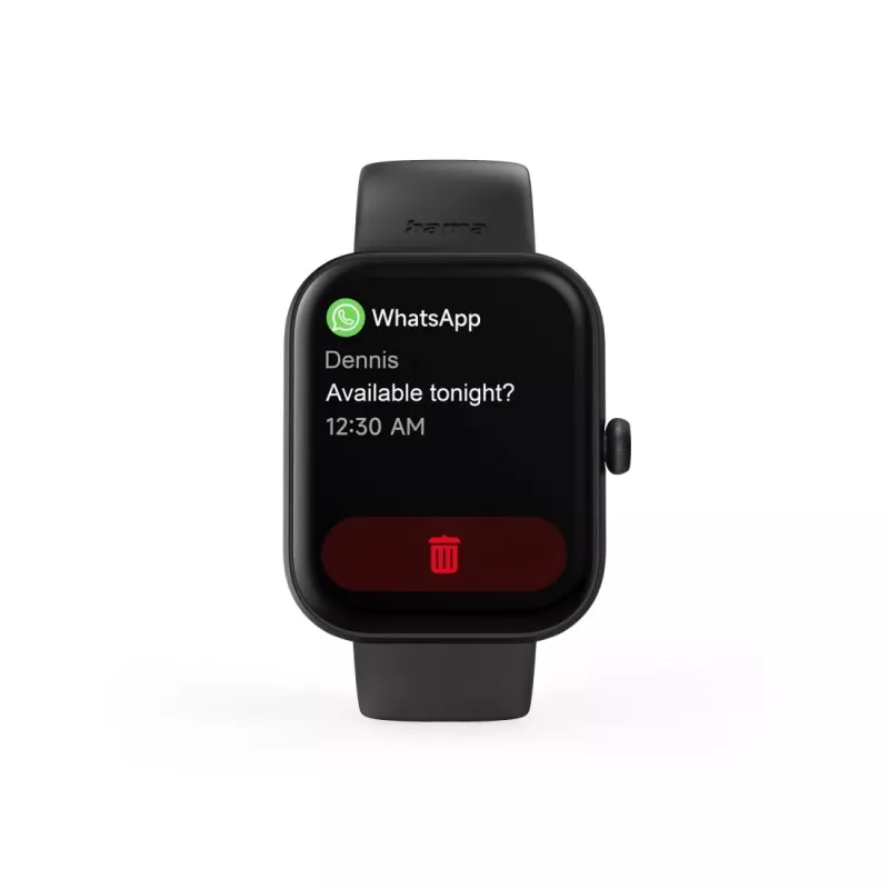 Hama Fit Watch 5000 išmanusis laikrodis, 1,65 colio (4,19 cm) TFT ekranas, 47 mm, skambučių priėmimas, širdies ritmas, IP68, Bluetooth, juodos spalvos