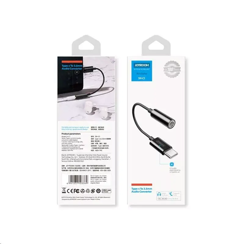 Skaitmeninis garso adapteris Joyroom SH-C1 USB-C į 3.5 mm – kompaktiškas, 5 g