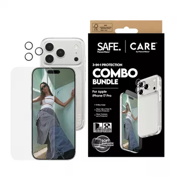 PanzerGlass 3-in-1 Combo Bundle iPhone 17 Pro CR40572 — apsauginis stiklas ekranui, objektyvo dangtelis ir dėklas