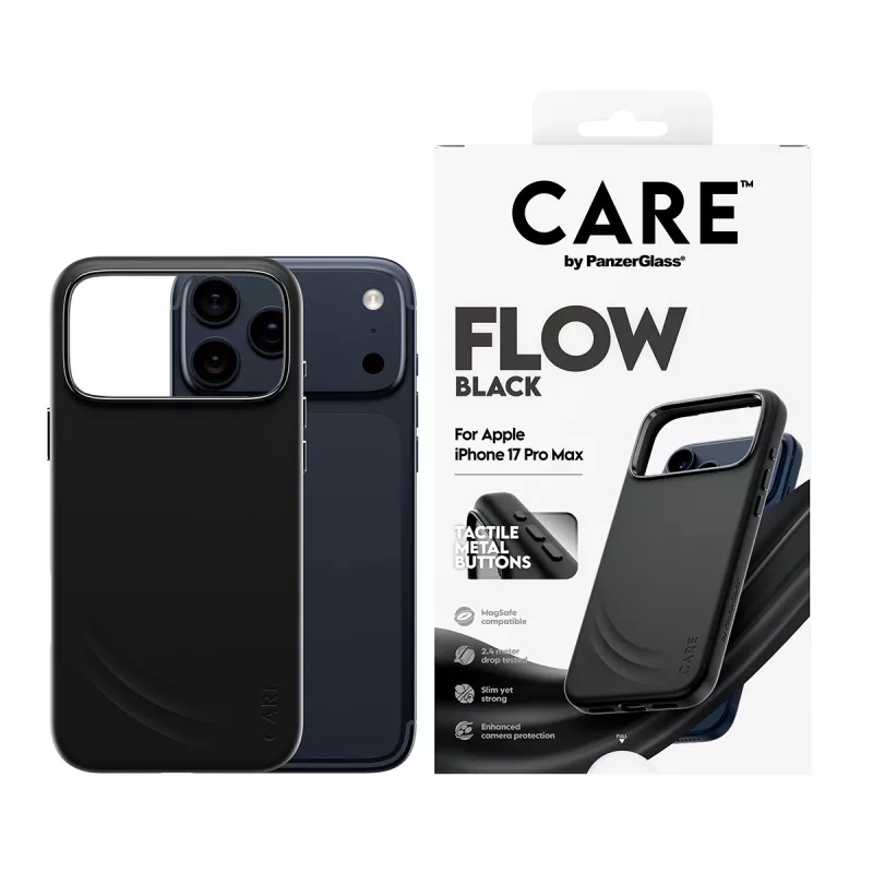 Apsauginis dėklas telefonui PanzerGlass CARE by Feature FLOW iPhone 17 Pro Max, juodas, MagSafe