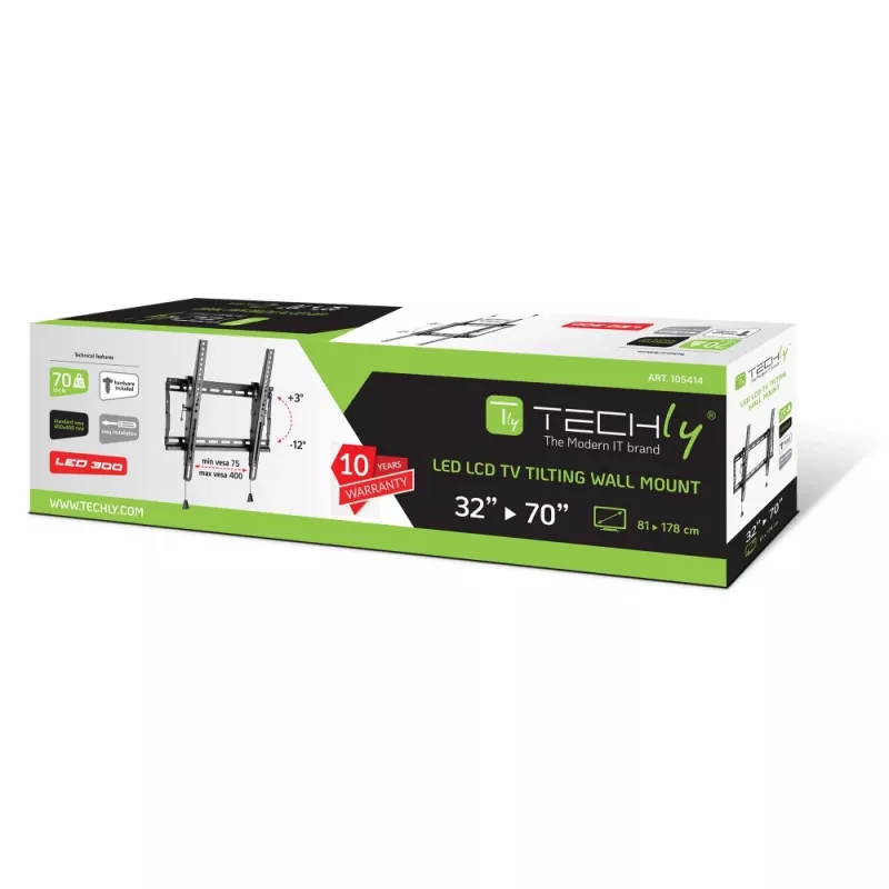 Techly ICA-PLB 59T TV laikiklis 177,8 cm (70 col.) Juodas