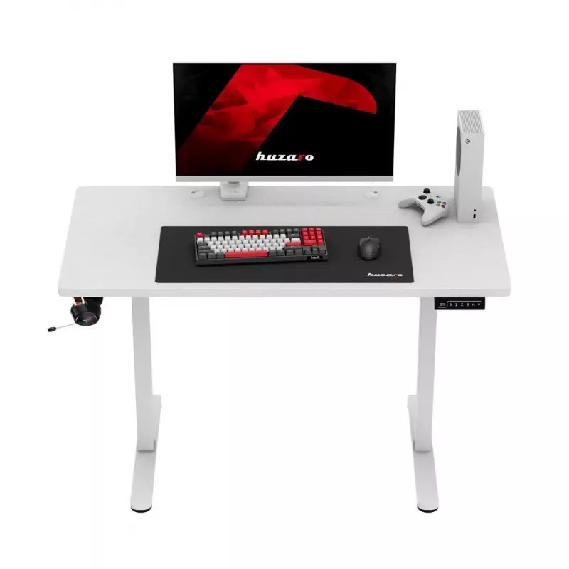 huzaro Hero 8.1 balta elektrinė reguliuojamo aukščio žaidimų lentelė 120×60 cm, 720–1180 mm, 50 kg, kabelių valdymas
