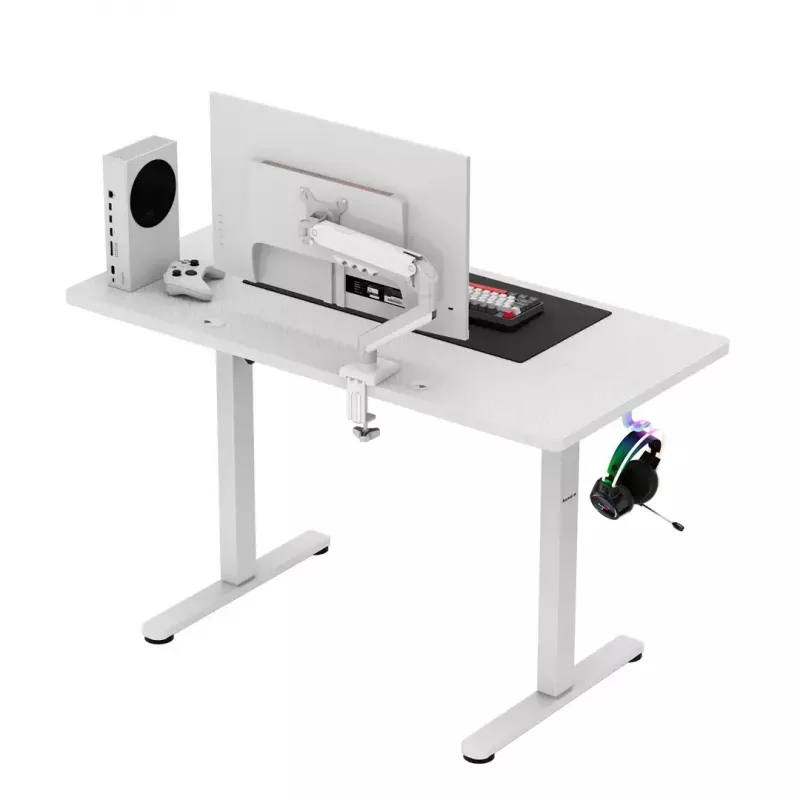 huzaro Hero 8.1 balta elektrinė reguliuojamo aukščio žaidimų lentelė 120×60 cm, 720–1180 mm, 50 kg, kabelių valdymas
