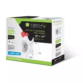 Techly sieninis laikiklis LED LCD 19-37 inch pakreipiamas 1 jungtis baltas ICA-LCD 2900WH