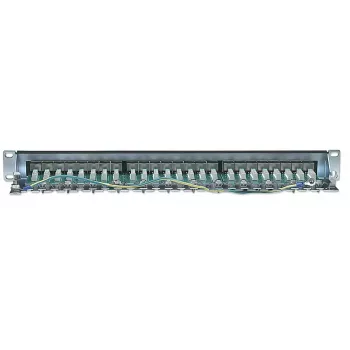Intellinet Patch Panel, Cat6, FTP, 24 prievadų, 1U, ekranuotas, 90° viršutiniai punch-down blokai, juodas