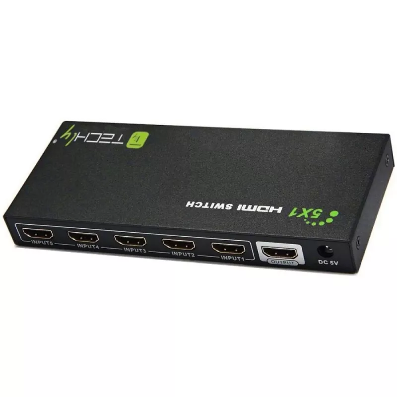 Techly 5 IN 1 OUT HDMI jungiklis su nuotolinio valdymo pultu, 4Kx2K, 3D IDATA HDMI-4K51