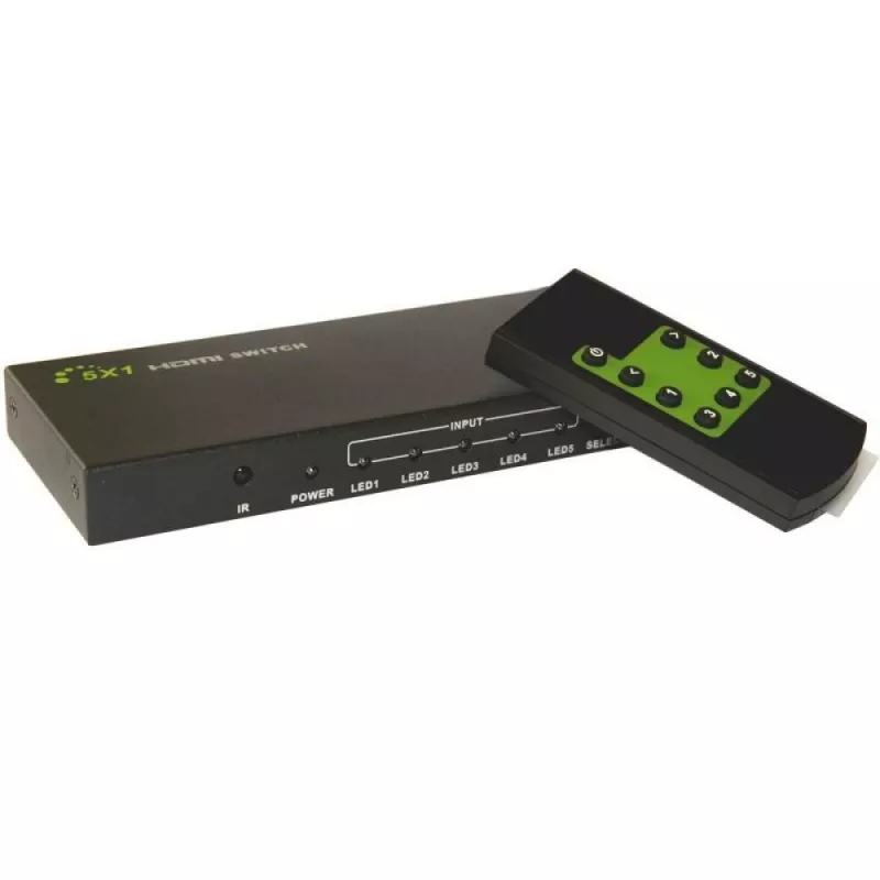 Techly 5 IN 1 OUT HDMI jungiklis su nuotolinio valdymo pultu, 4Kx2K, 3D IDATA HDMI-4K51