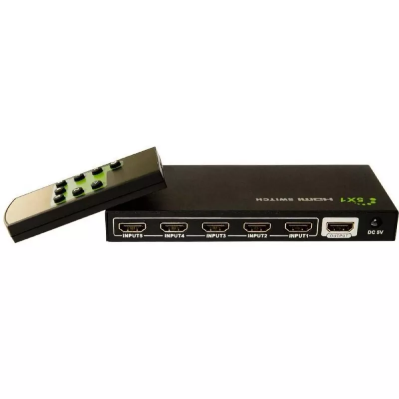 Techly 5 IN 1 OUT HDMI jungiklis su nuotolinio valdymo pultu, 4Kx2K, 3D IDATA HDMI-4K51