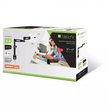 Techly ICA-LCD 502BK stovas monitoriui ant stalo, ilga ranka, pakreipimas, 13-27 colių