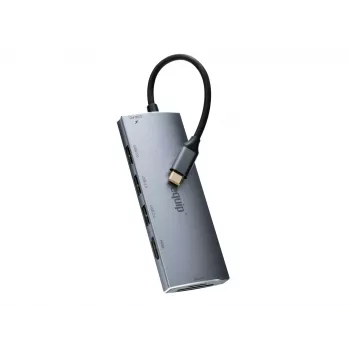 Equip USB-C 7 viename universalus adapteris, USB 3.2 Gen 1 (3.1 Gen 1) Type-C, 100 W, sidabrinis, MicroSD (TransFlash), MicroSDHC, SD, SDHC, 4K Ultra HD, 30 Hz
